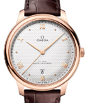 De Ville Prestige Automatic in Rose Gold on Brown Crocodile Leather Strap with Silver Dial
