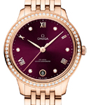 De Ville Prestige Automatic in Rose Gold with Diamond Bezel on Rose Gold Bracelet with Burgundy  Dial