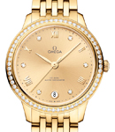 De Ville Prestige Automatic in Yellow Gold with Diamond Bezel on Yellow Gold Bracelet with Champagne Dial