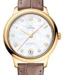 De Ville Prestige Automatic in Yellow Gold on Brown Crocodile Leather Strap with MOP Diamond Dial