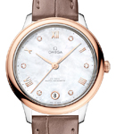 De Ville Prestige Automatic in Steel with Rose Gold Bezel on Brown Crocodile Leather Strap with MOP Diamond Dial