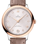 De Ville Prestige Automatic in Steel with Rose Gold Bezel on Brown Crocodile Leather Strap with Rose Diamond Dial