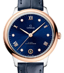 De Ville Prestige Automatic in Steel with Rose Gold Bezel on Blue Crocodile Leather Strap with Blue Diamond Dial