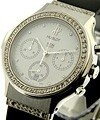 Elegant Lady's Chronograph in Steel with Diamond Bezel  on Black Rubber Strap with White Diamond Dial