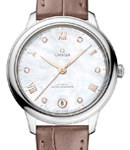 De Ville Prestige Automatic in Steel on Brown Crocodile Leather Strap with MOP Diamond Dial