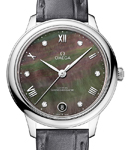 De Ville Prestige Automatic in Steel on Black Crocodile Leather Strap with Black MOP Diamond Dial