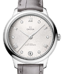 De Ville Prestige Automatic in Steel on Grey Crocodile Leather Strap with Silver MOP Diamond Dial