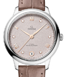 De Ville Prestige Automatic in Steel on Brown Crocodile Leather Strap with Rose Diamond Dial