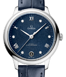 De Ville Prestige Automatic in Steel on Blue Crocodile Leather Strap with Blue Diamond Dial