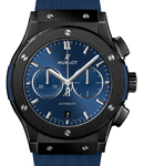 Classic Fusion 42mm Chronograph in Black Ceramic on Blue Rubber Strap with Blue Dial