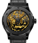 Classic Fusion 42mm in Black Ceramic On Black Crocodile and Rubber Strap with Black Dial - Gold Crystal Dial