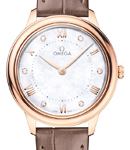 De Ville Prestige Quartz in Rose Gold on Brown Crocodile Leather Strap with MOP Diamond Dial