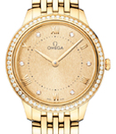 De Ville Prestige Quartz in Yellow Gold with Diamond Bezel on Yellow Gold Bracelet with Champagne Diamond Dial