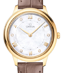 De Ville Prestige Quartz in Rose Gold on Brown Crocodile Leather Strap with MOP Diamond Dial