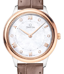 De Ville Prestige Quartz in Steel wtih Rose Gold Bezel on Brown Crocodile Leather Strap with MOP Diamond Dial