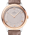 De Ville Prestige Quartz in Steel wtih Rose Gold Bezel on Brown Crocodile Leather Strap with Silver Diamond Dial