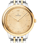 De Ville Prestige Quartz in Steel wtih Yellow Gold Bezel on Steel and Yellow Gold Bracelet with Champagne Dial