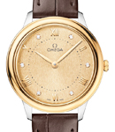 De Ville Prestige Quartz in Steel wtih Yellow Gold Bezel on Brown Crocodile Leather Strap with Champagne Diamond Dial
