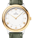 De Ville Prestige Quartz in Steel wtih Yellow Gold Bezel on Green Crocodile Leather Strap with Silver Diamond Dial