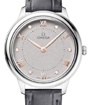 De Ville Prestige Quartz in Steel on Grey Crocodile Leather Strap with Grey Diamond Dial