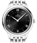 De Ville Prestige Quartz in Steel on Steel Bracelet with Black Dial