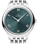 De Ville Prestige Quartz in Steel on Steel Bracelet with Green Dial