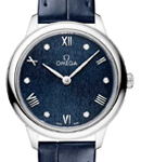 De Ville Prestige Quartz in Steel on Blue Crocodile Leather Strap with Blue Diamond Dial