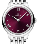 De Ville Prestige Quartz in Steel on Steel Bracelet with Burgundy Dial