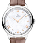 De Ville Prestige Quartz in Steel on Brown Crocodile Leather Strap with MOP Diamond Dial