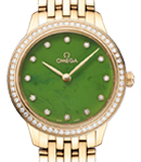 De Ville Prestige Quartz in Yellow Gold with Diamond Bezel on Yellow Gold Bracelet with Green Jade Diamond Dial