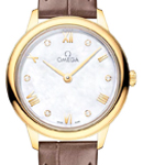 De Ville Prestige Quartz in Yellow Gold on Brown Crocodile Leather Strap with MOP Diamond Dial