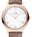 De Ville Prestige Quartz in Rose Gold on Brown Crocodile Leather Strap with MOP Diamond Dial
