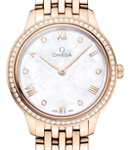 De Ville Prestige Quartz in Rose Gold with Diamond Bezel on Rose Gold Bracelet with MOP Diamond Dial