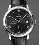 De Ville Prestige 39.5mm in Steel on Black Crocodile Leather Strap with Black Dial