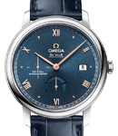 De Ville Prestige 39.5mm in Steel on Blue Crocodile Leather Strap with Blue Dial