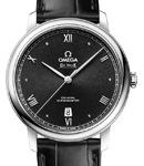 De Ville Prestige 39.5mm in Steel on Black Crocodile Leather Strap with Black Dial