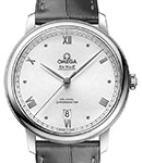De Ville Prestige 39.5mm in Steel on Grey Crocodile Leather Strap with Silver Dial