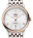 De Ville Prestige 39.5mm in Steel with Rose Gold Bezel on Steel and Rose Gold Bracelet with Silver Dial