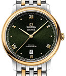 De Ville Prestige 39.5mm in Steel with Yellow Gold Bezel on Steel and Yellow Gold Bracelet with Green Dial
