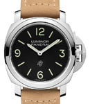 PAM 1086 - Luminor Logo Automatic in Steel on Brown Scamosciato Strap with Black Dial
