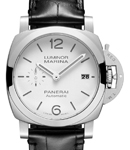PAM 1371- Luminor Quaranta 40mm in Steel on Black Crocodile Leather Strap with White Dial