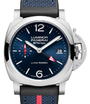 PAM 1404 - Luminor Quaranta BiTempo  Luna Rossa 40mm in Steel on Blue Rubber Strap with Blue Dial