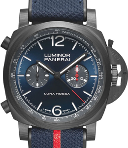 PAM 1519 - Luminor Chrono Luna Rossa in Carbotech On Blue Rubber Strap with Blue Dial