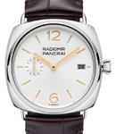 PAM 1292 - Radiomir Quaranta 40mm in Steel on Brown Crocodile Leather Strap with White Dial