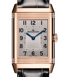 Reverso Classic Duetto in Rose Gold On Black Crocodile Leather Strap with Gray Dial