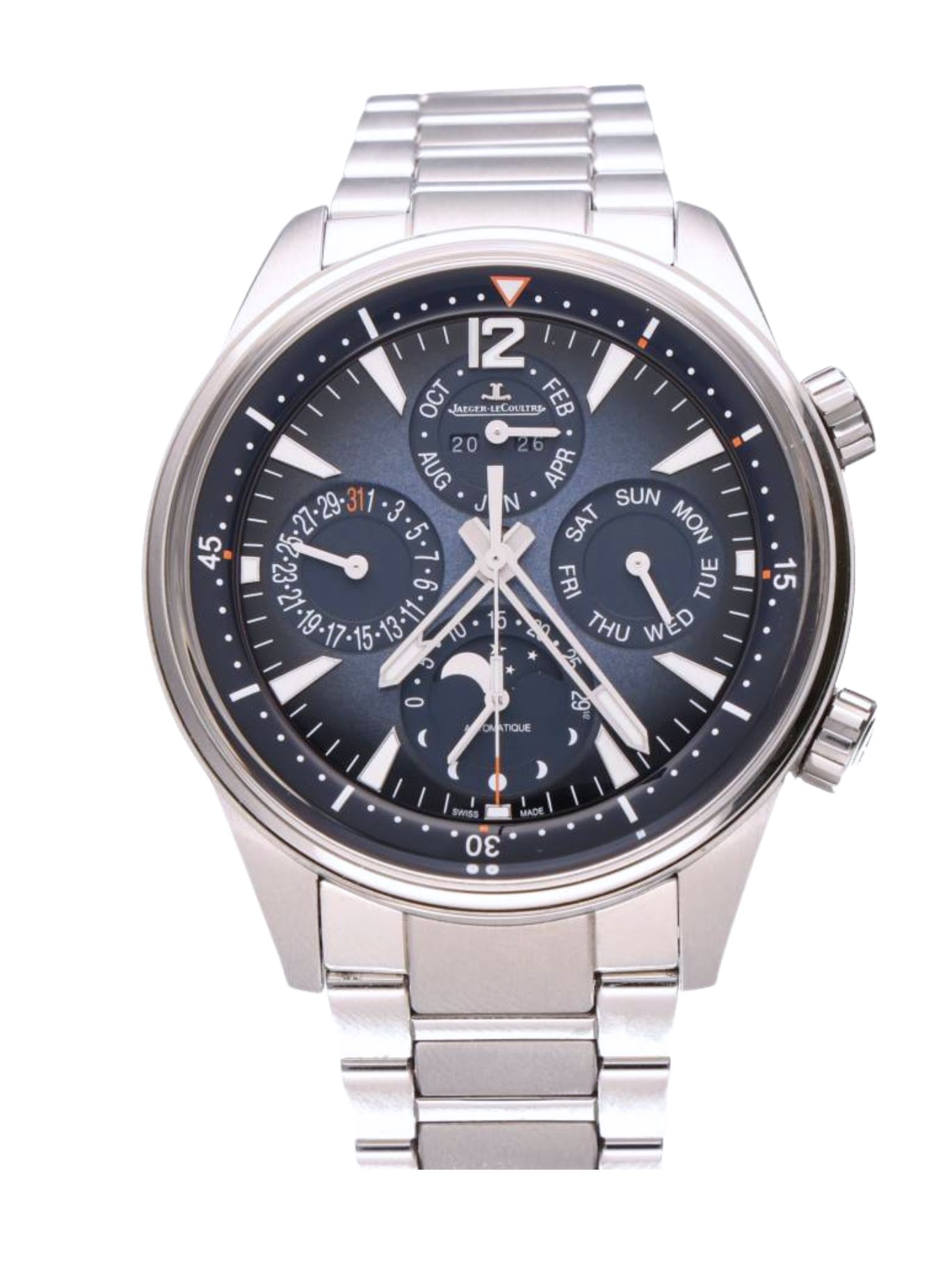 Polaris Perpetual Calendar in Steel on Steel Bracelet with Blue Dial
