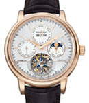 Master Grande Tradition Tourbillon 42mm in Rose Gold On Brown Alligator Strap with Silver Grained Dial