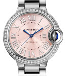 Ballon Bleu de Cartier 33mm in Steel with Diamond Bezel on Steel Bracelet with Pink Sunray Dial