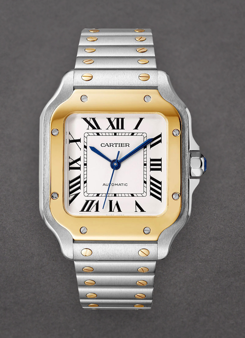 Cartier Santos de Cartier 39.8mm in Steel with Yellow Gold Bezel