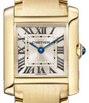 Tank Francaise Quartz in Yellow Gold on Yellow Gold Bracelet with Golden Sunray Dial